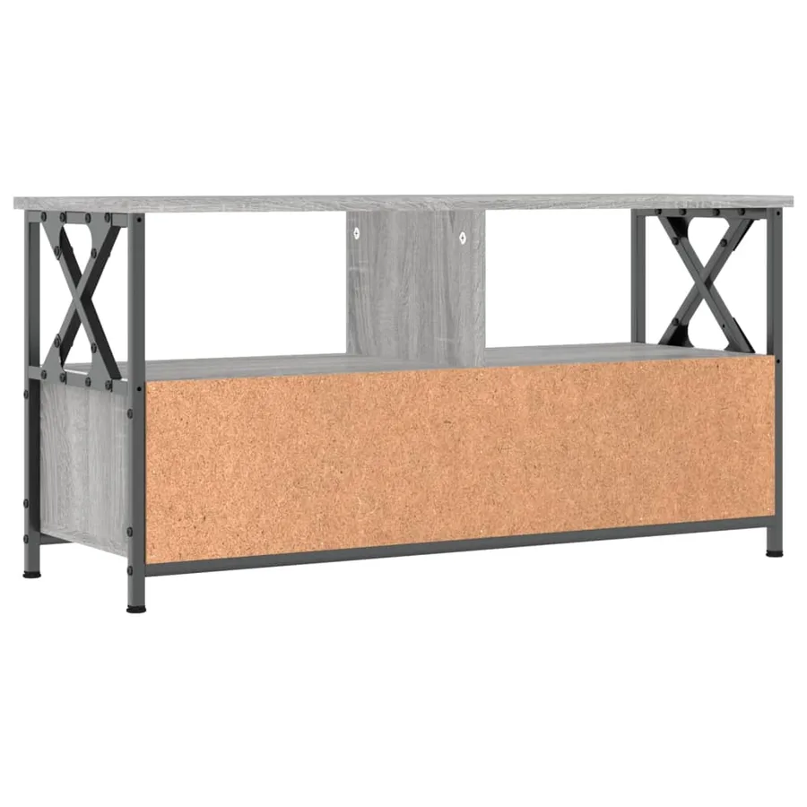 Meuble TV sonoma gris 90x33x45 cm bois d'ingénierie et fer - 5