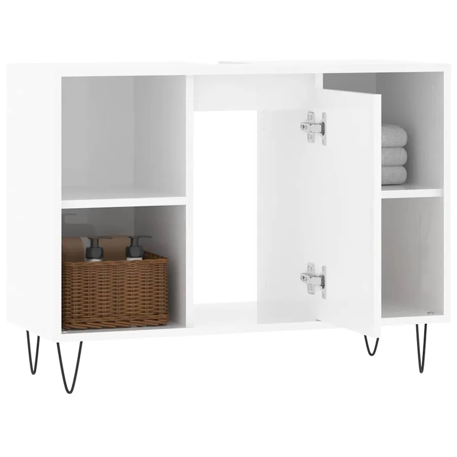 Armoire de salle de bain blanc brillant 80x33x60 cm - 4