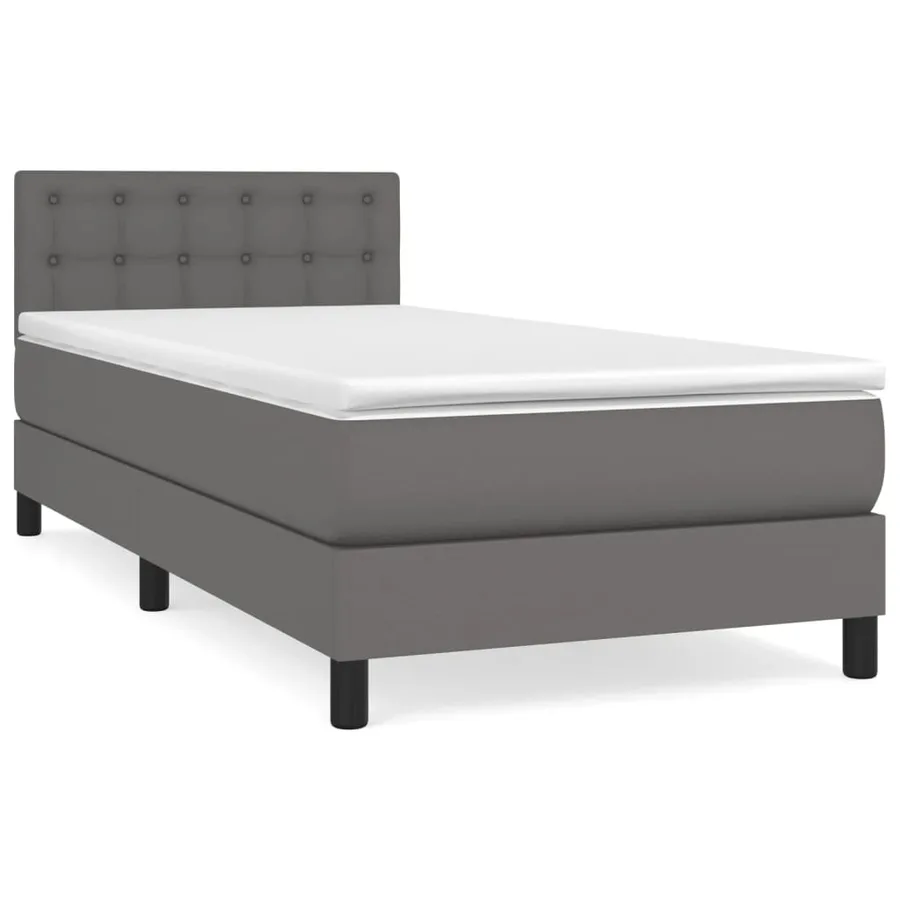 Sommier à lattes de lit avec matelas Gris 80x200 cm Similicuir - 2