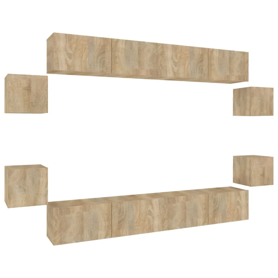 Ensemble de meubles TV 8 pcs Chêne sonoma Bois d'ingénierie - 2