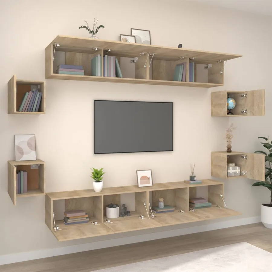 Ensemble de meubles TV 8 pcs Chêne sonoma Bois d'ingénierie - 3
