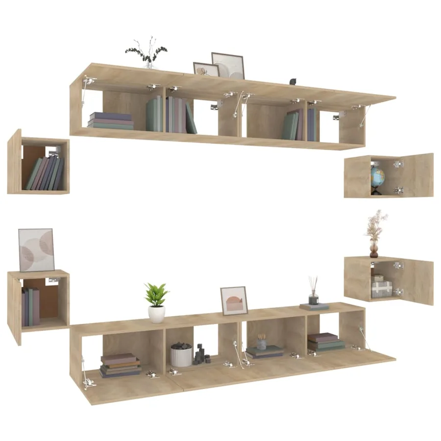 Ensemble de meubles TV 8 pcs Chêne sonoma Bois d'ingénierie - 9