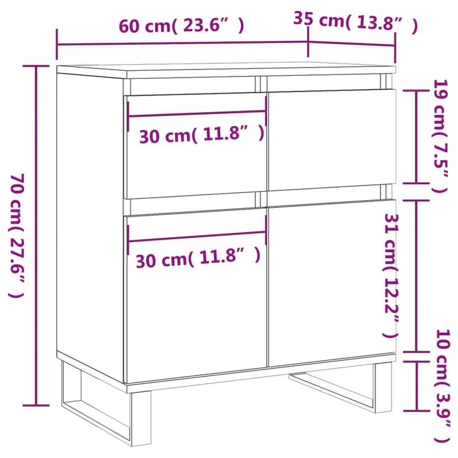 Buffet Chêne fumé 60x35x70 cm Bois d'ingénierie - 11