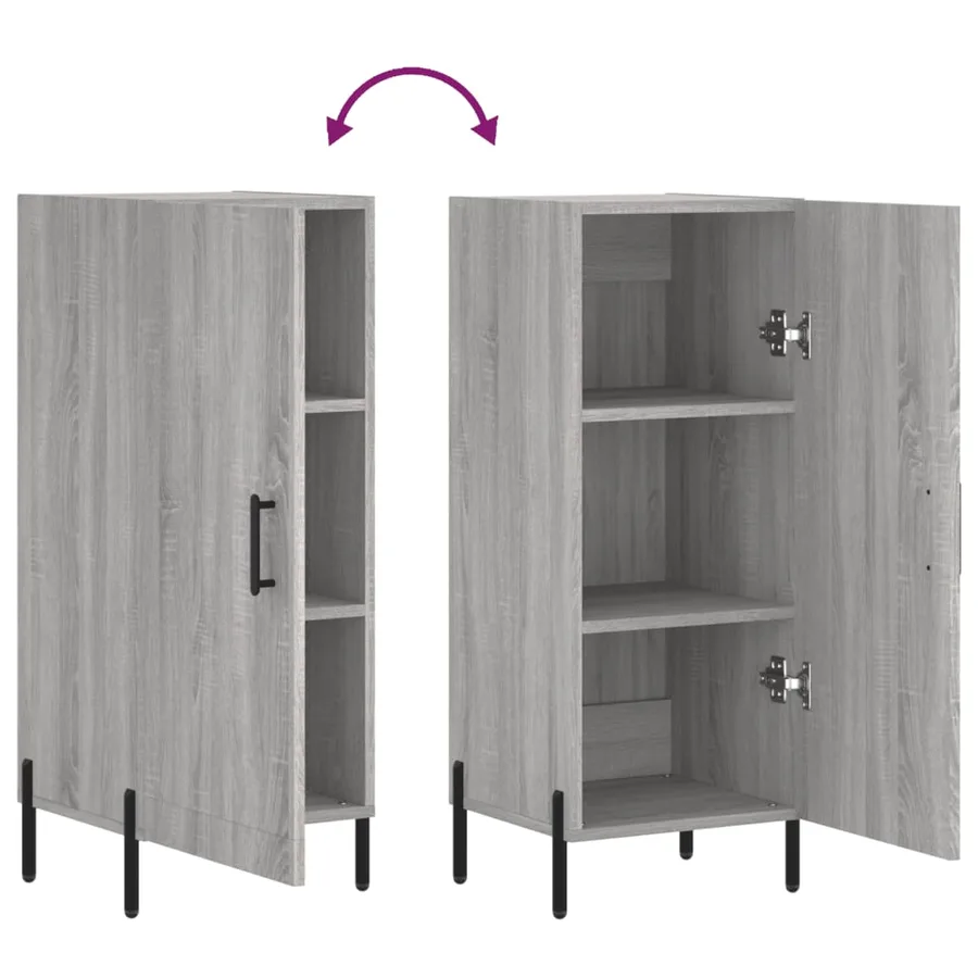 Buffet Sonoma gris 34,5x34x90 cm Bois d'ingénierie - 9