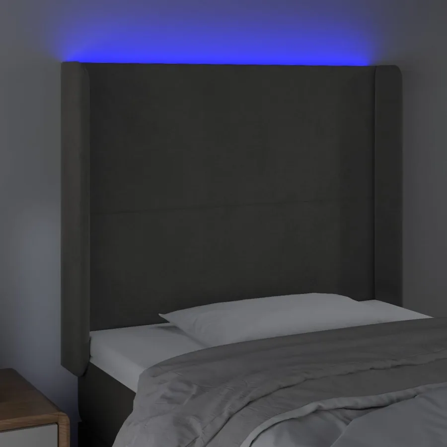 Tête de lit à LED Gris foncé 83x16x118/128 cm Velours - 4