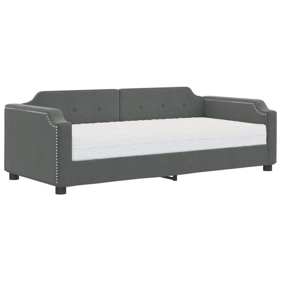 Lit de jour avec matelas gris foncé 100x200 cm tissu - 2