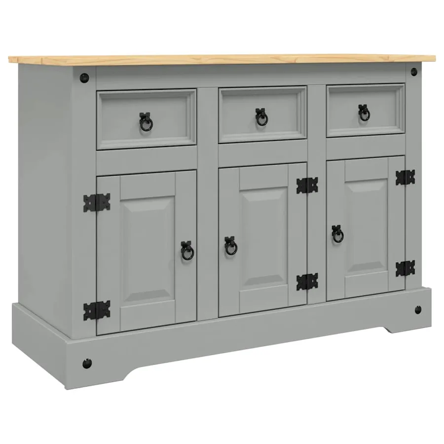 Buffet Corona gris 112x43x78 cm bois massif pin mexicain - 2