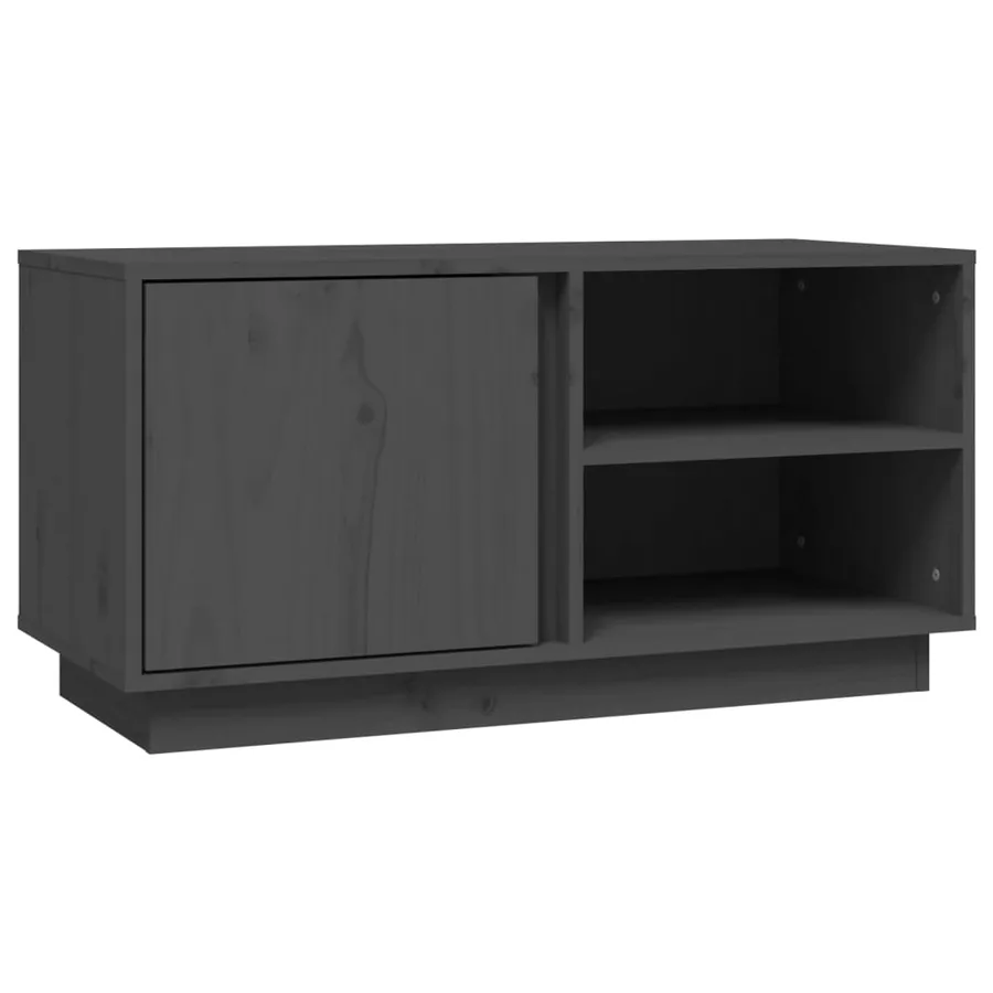 Meuble TV Gris 80x35x40,5 cm Bois de pin massif - 2