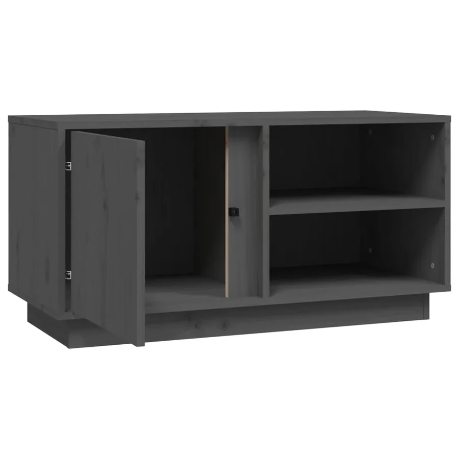 Meuble TV Gris 80x35x40,5 cm Bois de pin massif - 7