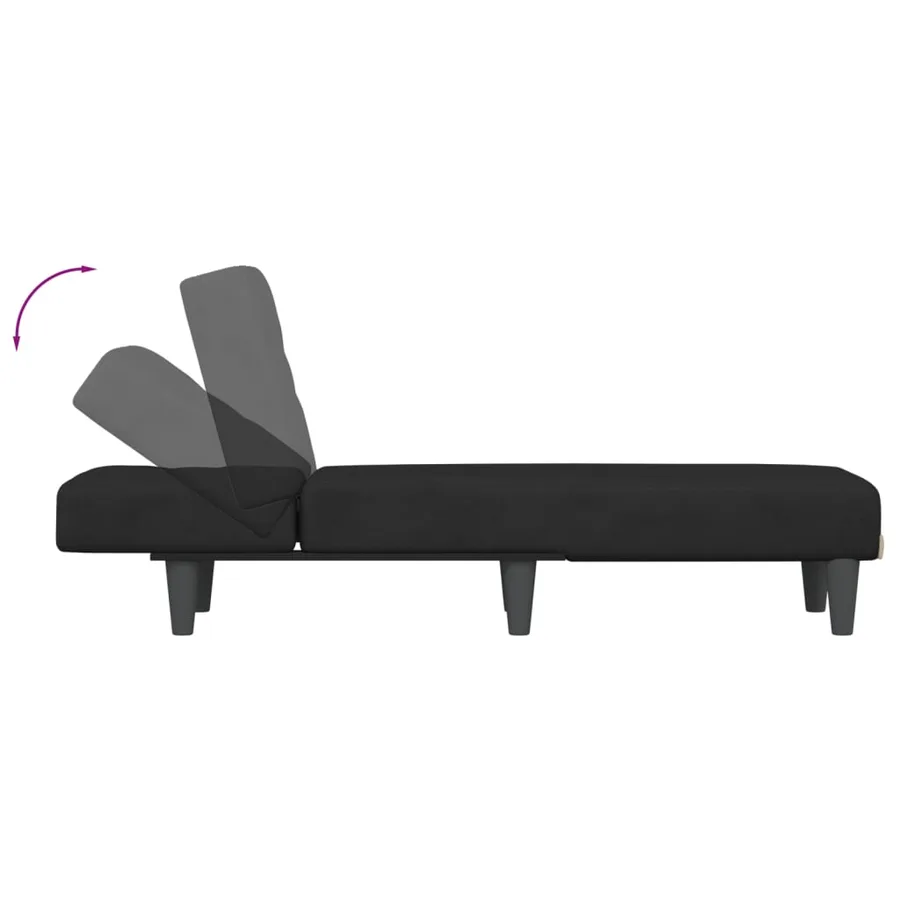 Chaise longue noir velours - 6