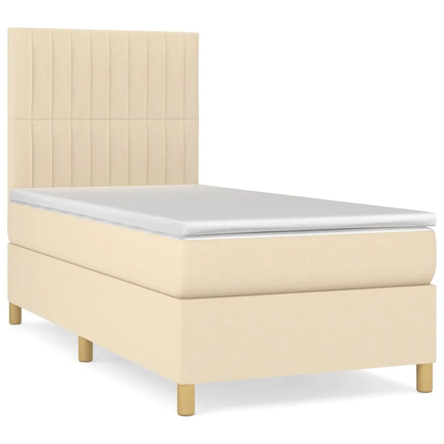 Sommier à lattes de lit avec matelas Crème 100x200 cm Tissu - 2