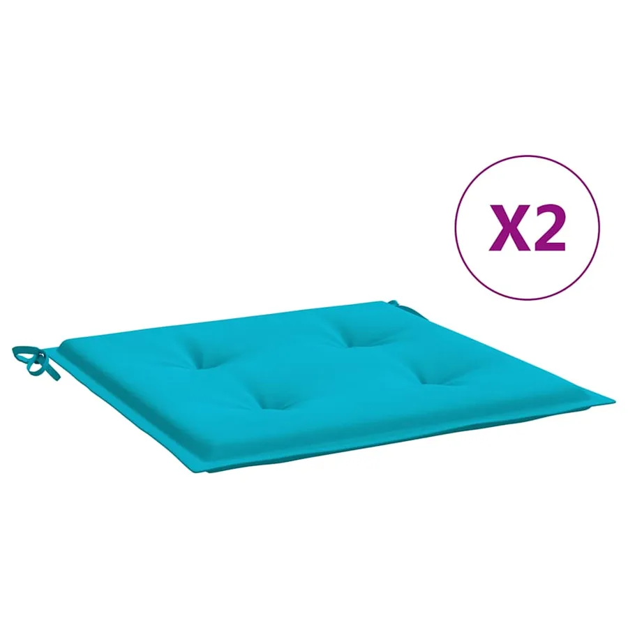Coussins de chaise de jardin lot de 2 turquoise 50x50x4cm tissu - 2