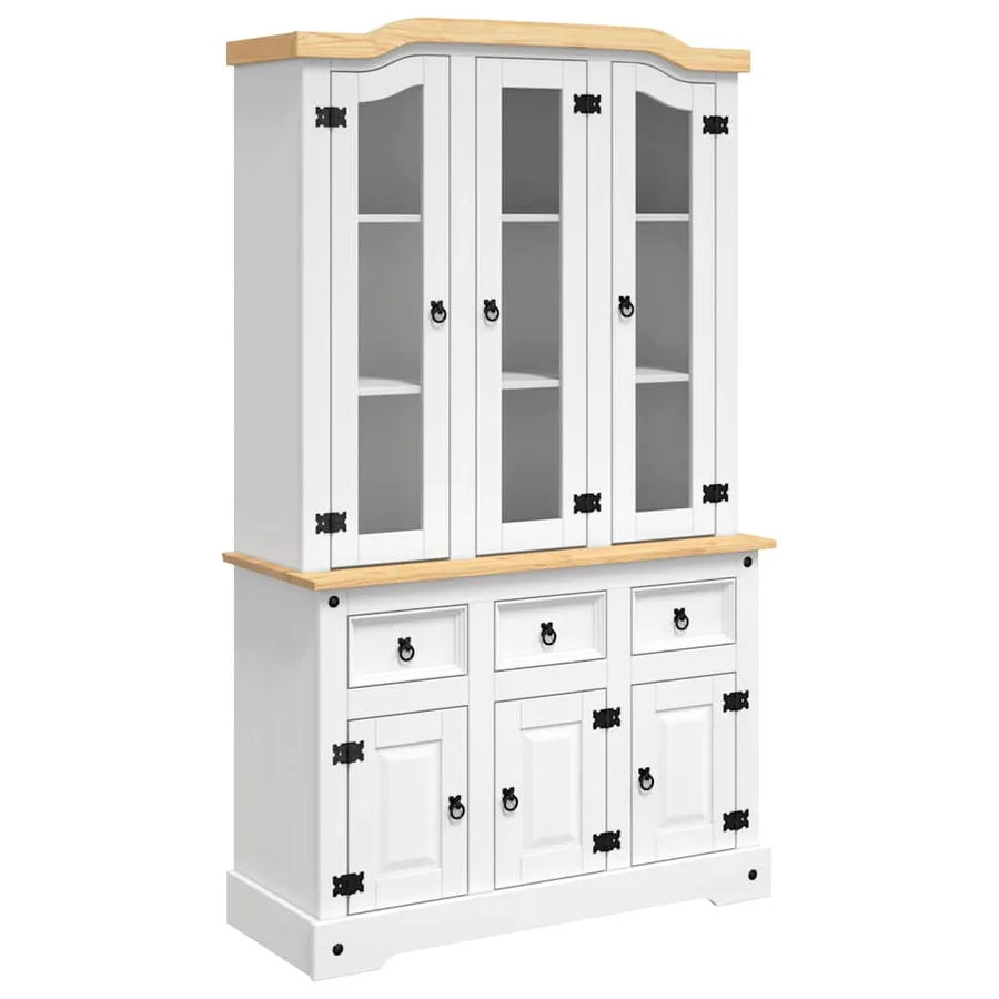 Buffet haut Corona blanc 112x43x196 cm bois massif pin mexicain - 2