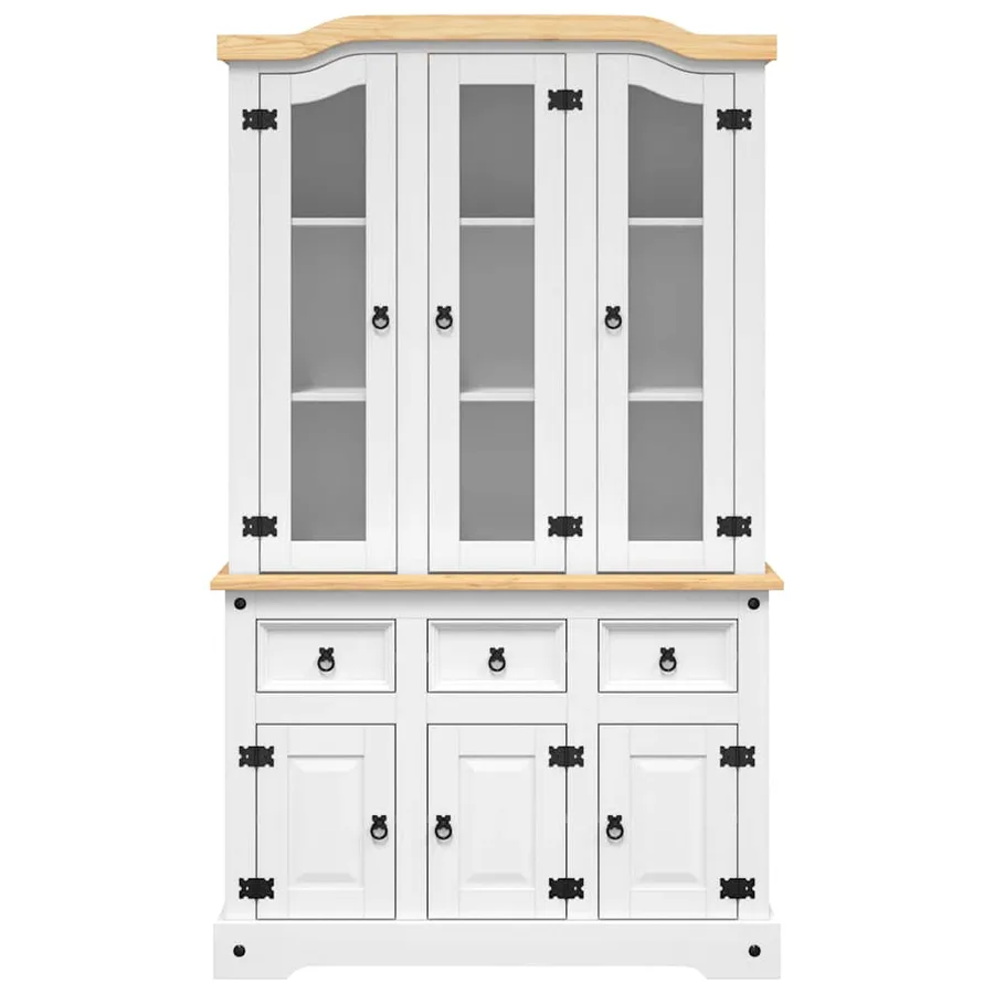 Buffet haut Corona blanc 112x43x196 cm bois massif pin mexicain - 4