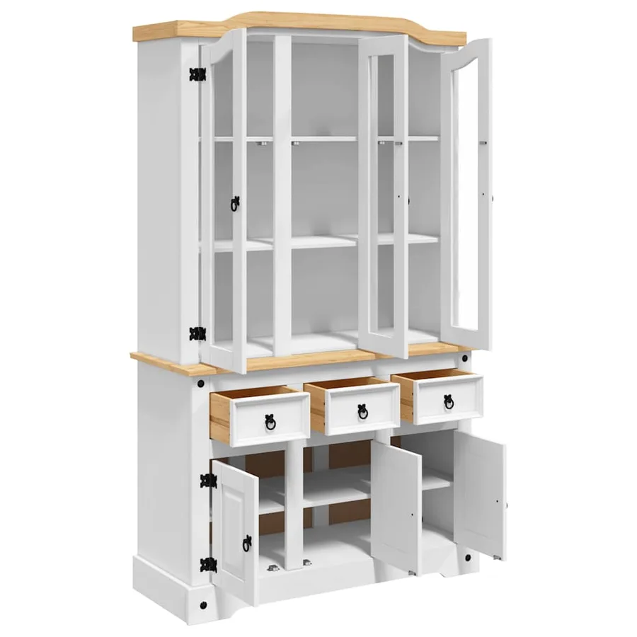 Buffet haut Corona blanc 112x43x196 cm bois massif pin mexicain - 5