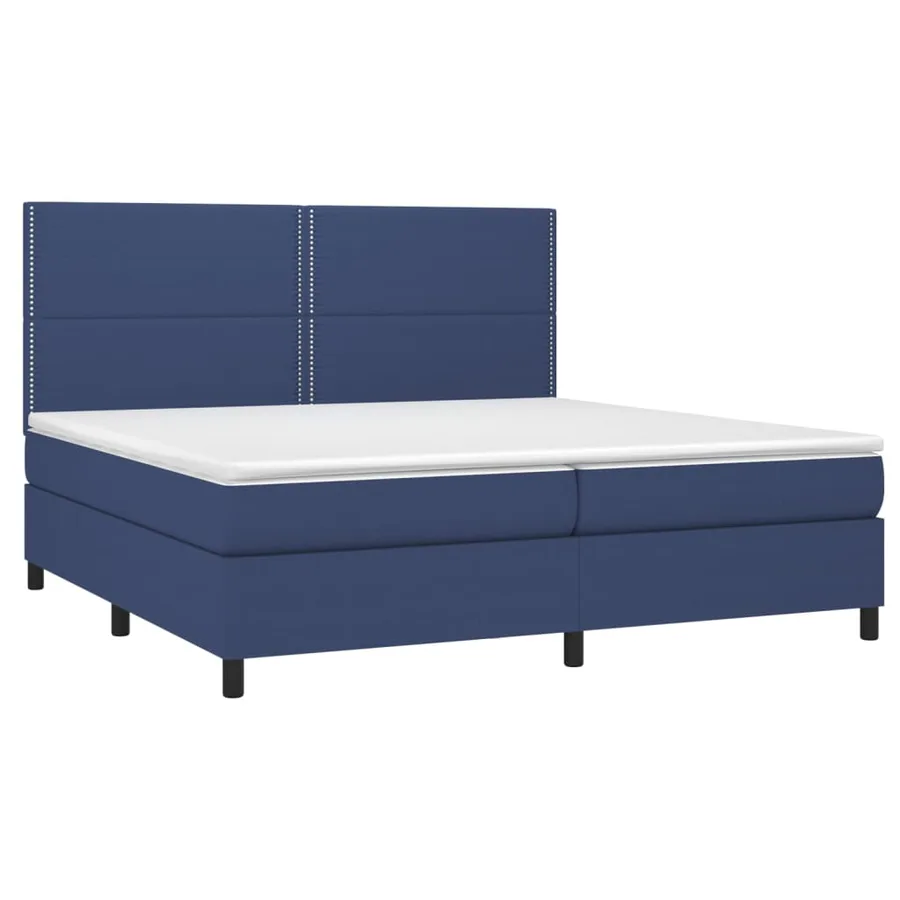 Sommier à lattes de lit et matelas et LED Bleu 200x200 cm Tissu - 3