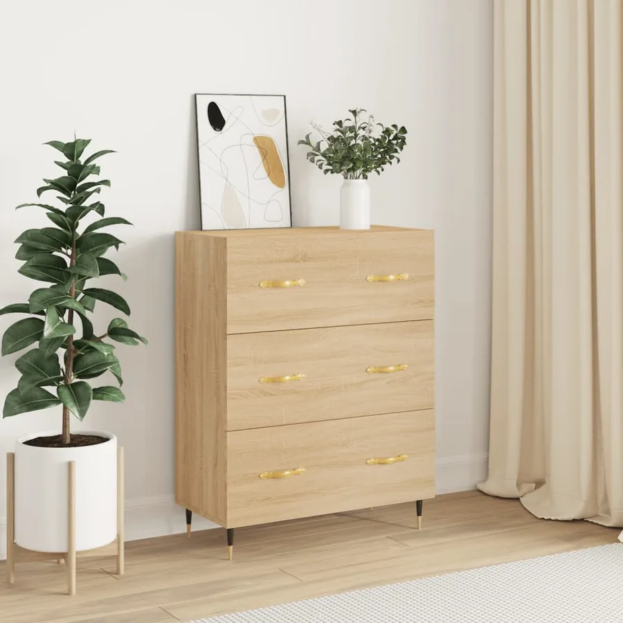 Buffet chêne sonoma 69,5x34x90 cm bois d'ingénierie