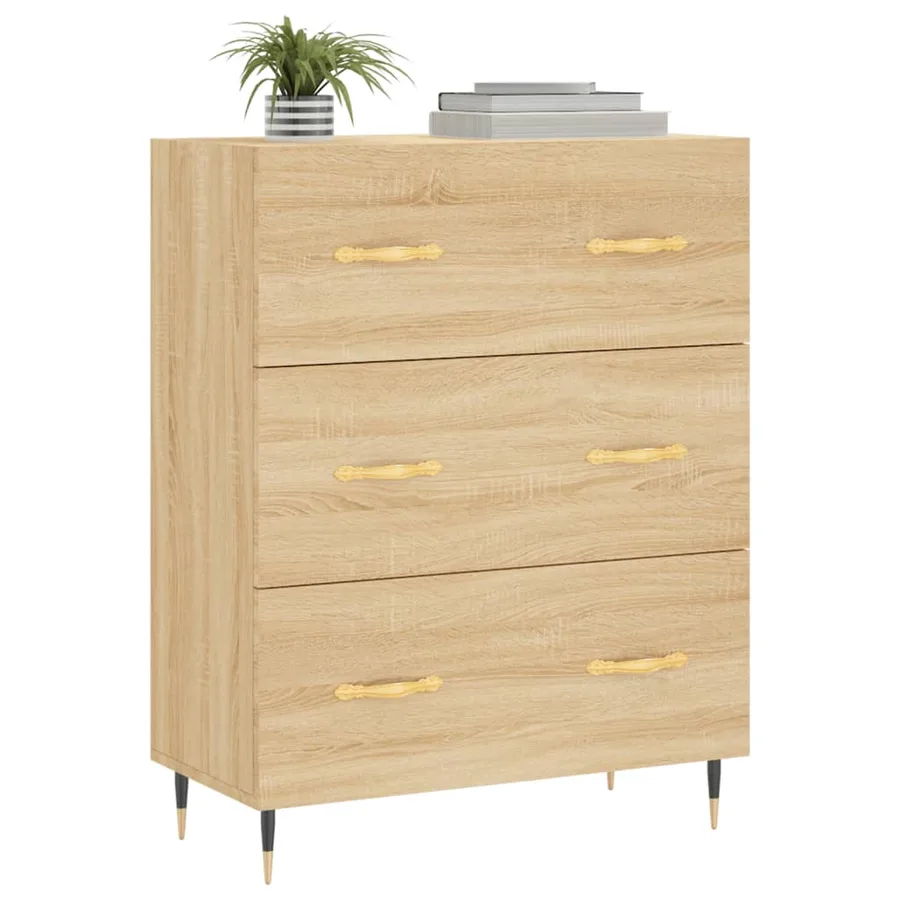 Buffet chêne sonoma 69,5x34x90 cm bois d'ingénierie - 3