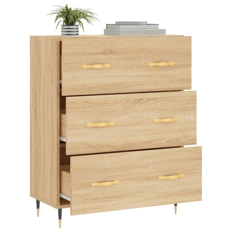 Buffet chêne sonoma 69,5x34x90 cm bois d'ingénierie - 4