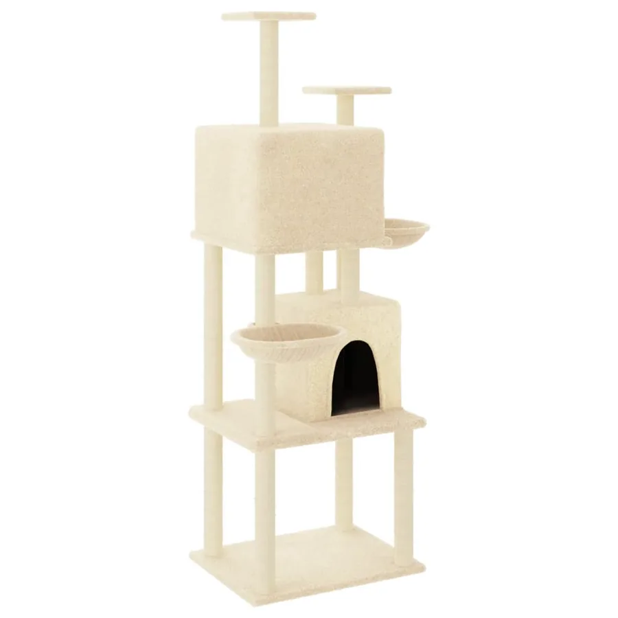 Arbre à chat avec griffoirs en sisal Crème 180 cm - 2
