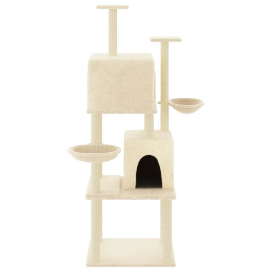 Arbre à chat avec griffoirs en sisal Crème 180 cm - 3