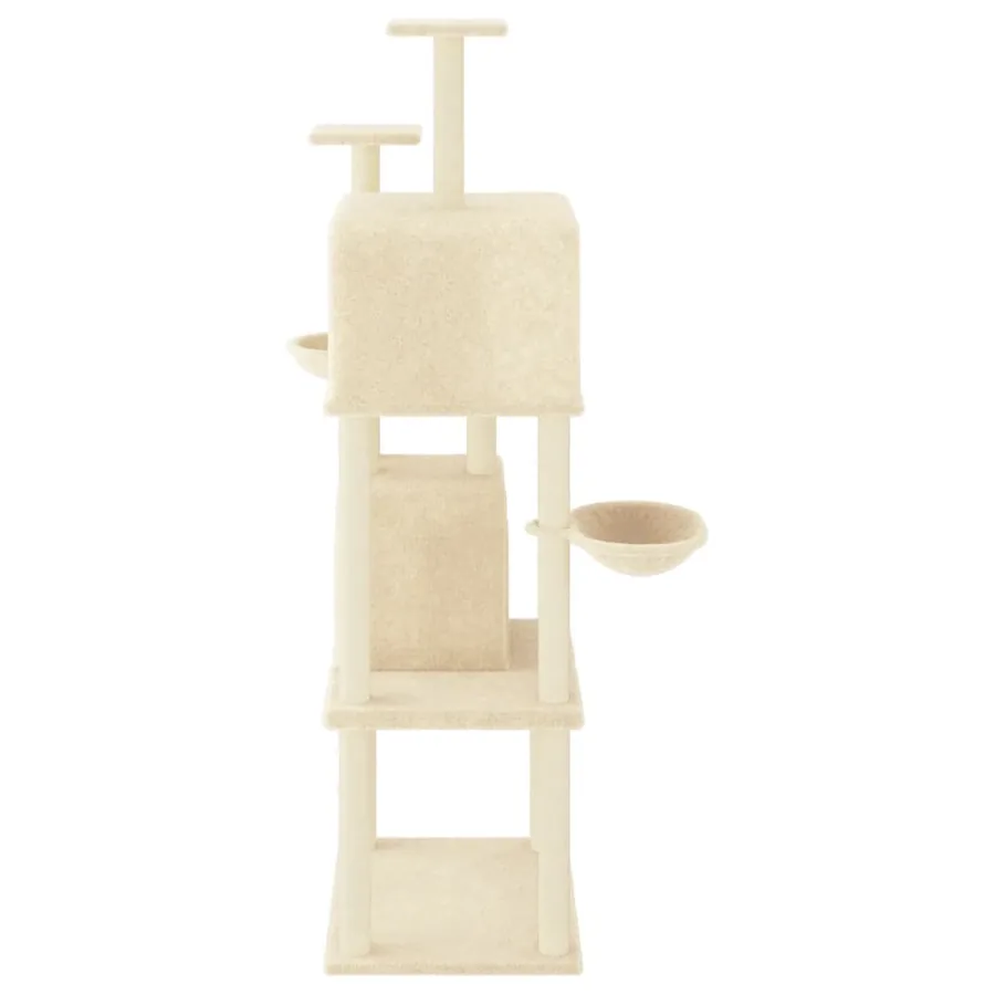 Arbre à chat avec griffoirs en sisal Crème 180 cm - 4