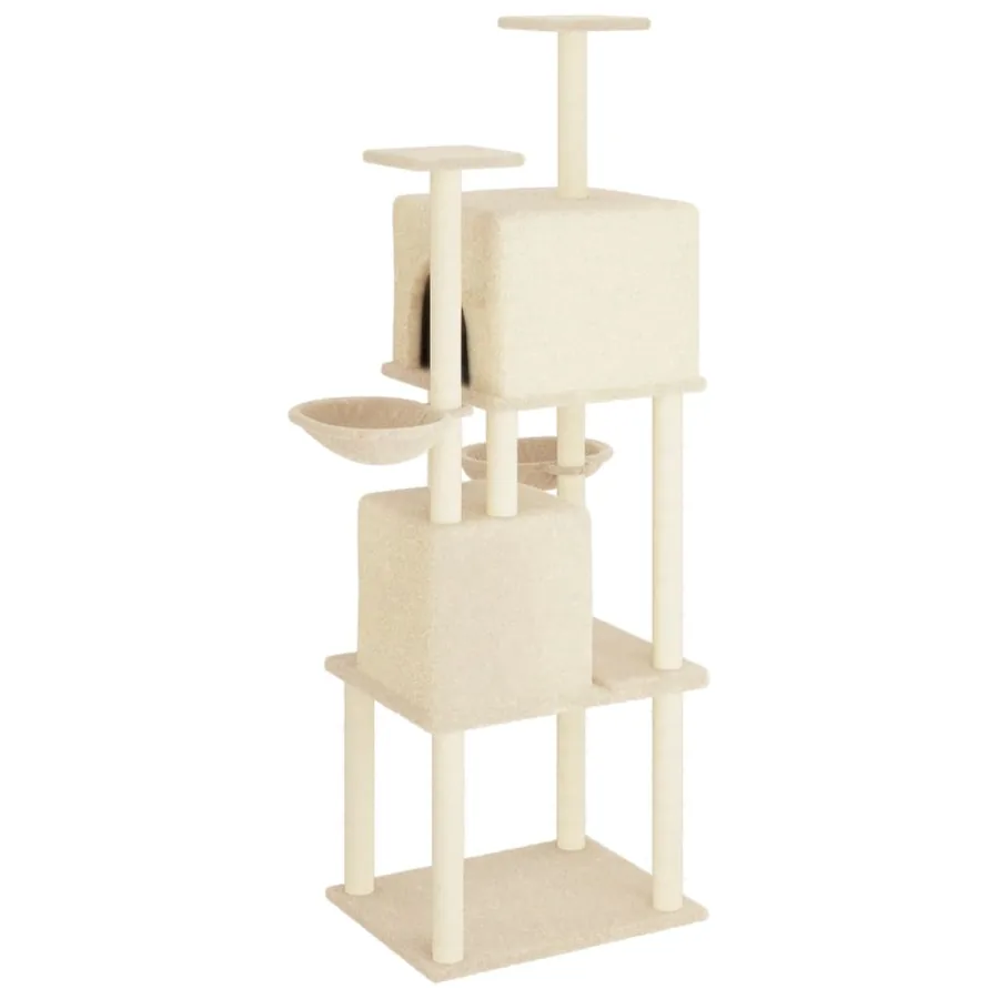 Arbre à chat avec griffoirs en sisal Crème 180 cm - 5