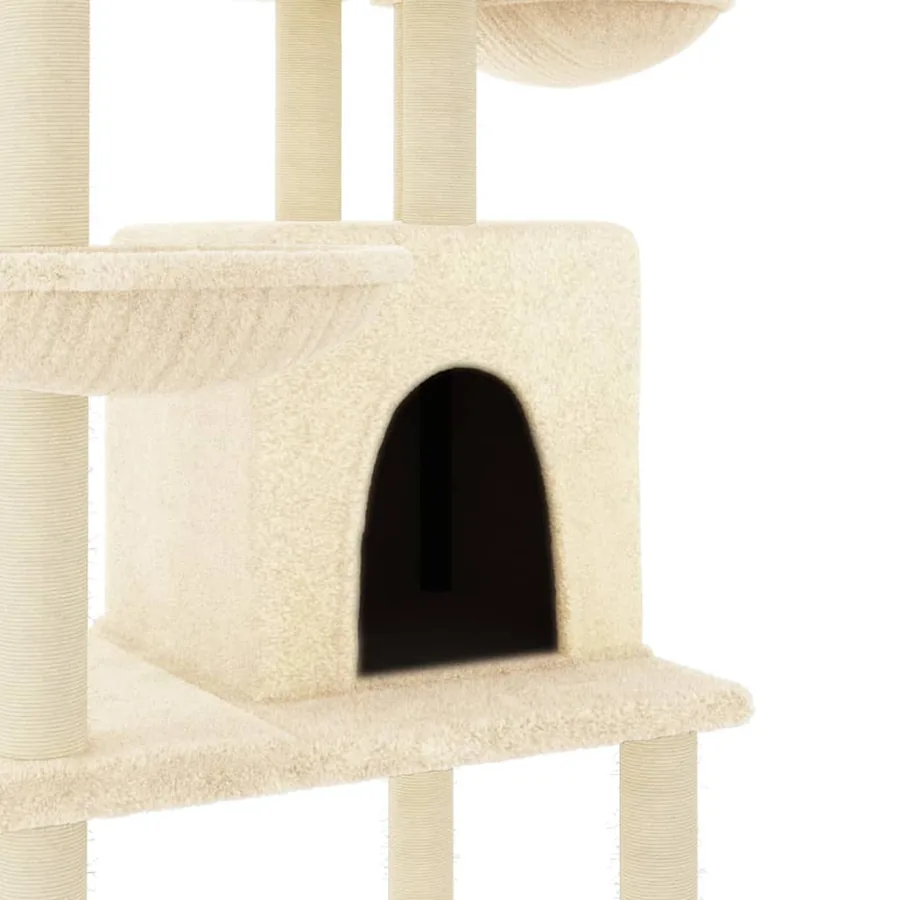 Arbre à chat avec griffoirs en sisal Crème 180 cm - 6