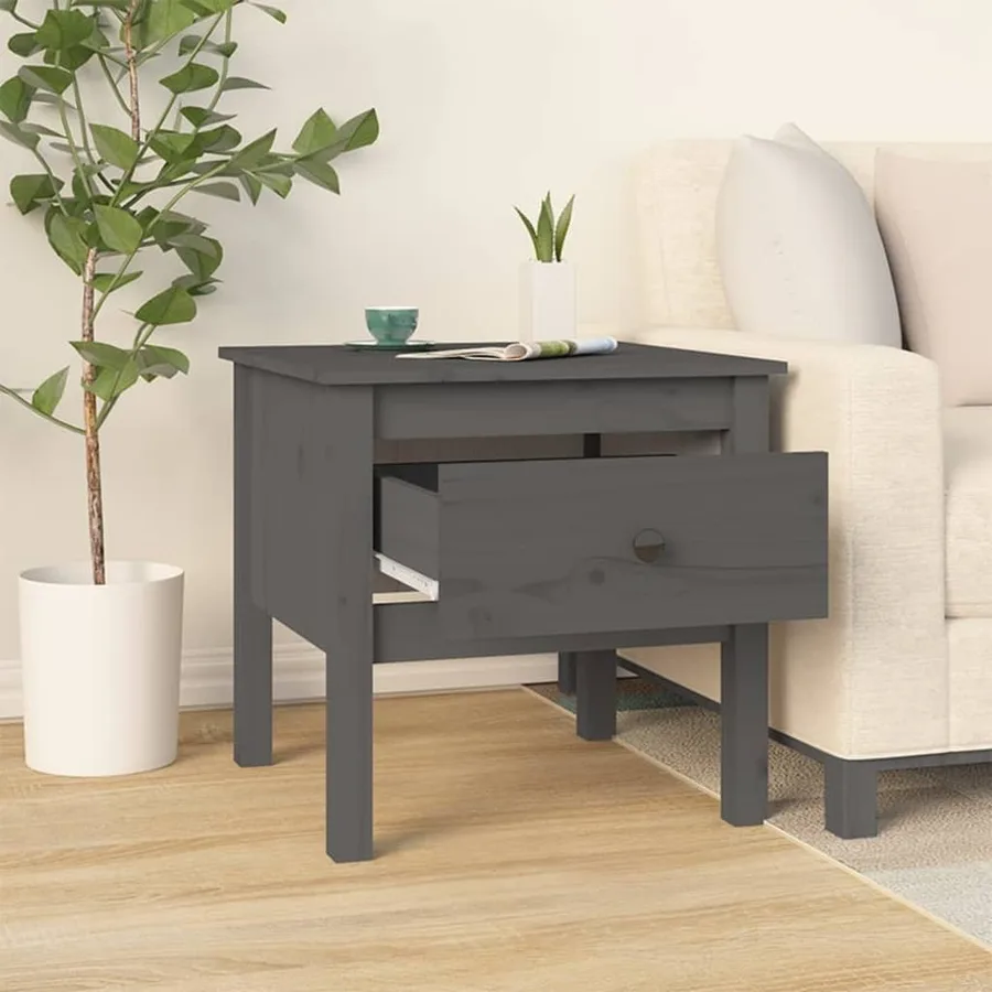 Table d'appoint Gris 50x50x49 cm Bois massif de pin - 3