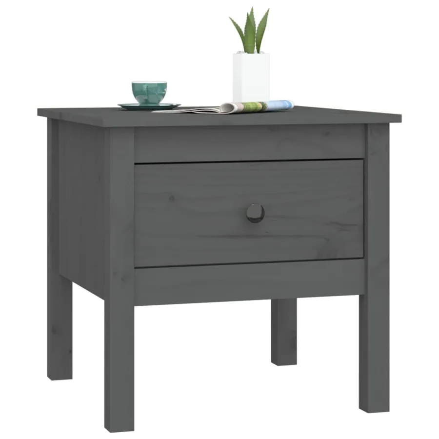 Table d'appoint Gris 50x50x49 cm Bois massif de pin - 4