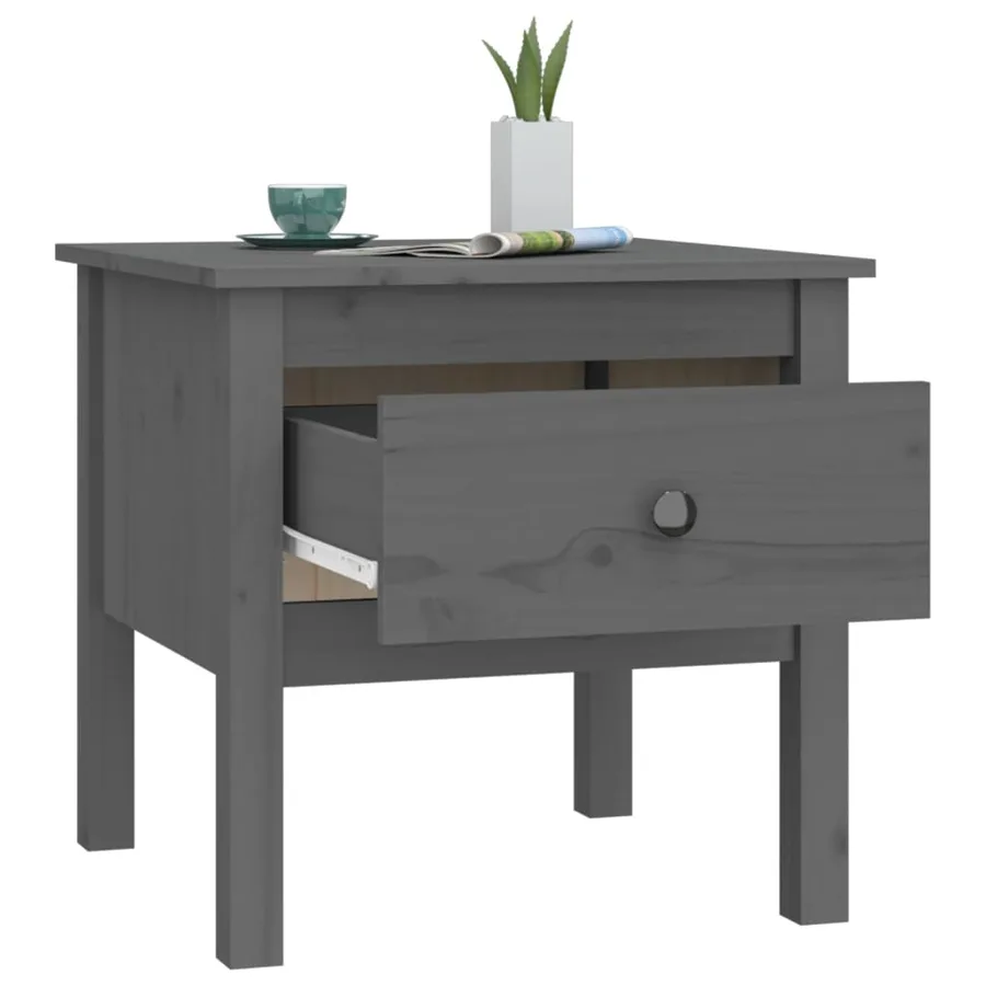Table d'appoint Gris 50x50x49 cm Bois massif de pin - 5
