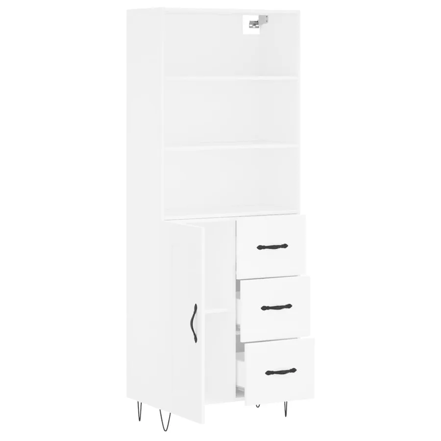 Buffet haut Blanc 69,5x34x180 cm Bois d'ingénierie - 4