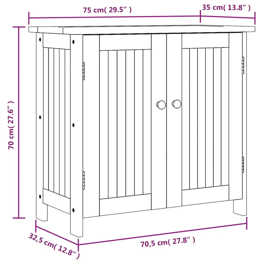 Armoire de jardin 75x35x70 cm bois massif d'acacia - 10