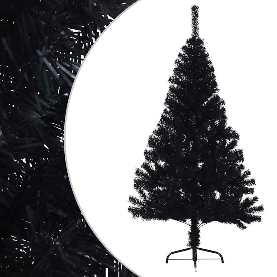 Demi sapin de Noël artificiel avec support Noir 150 cm PVC - 5