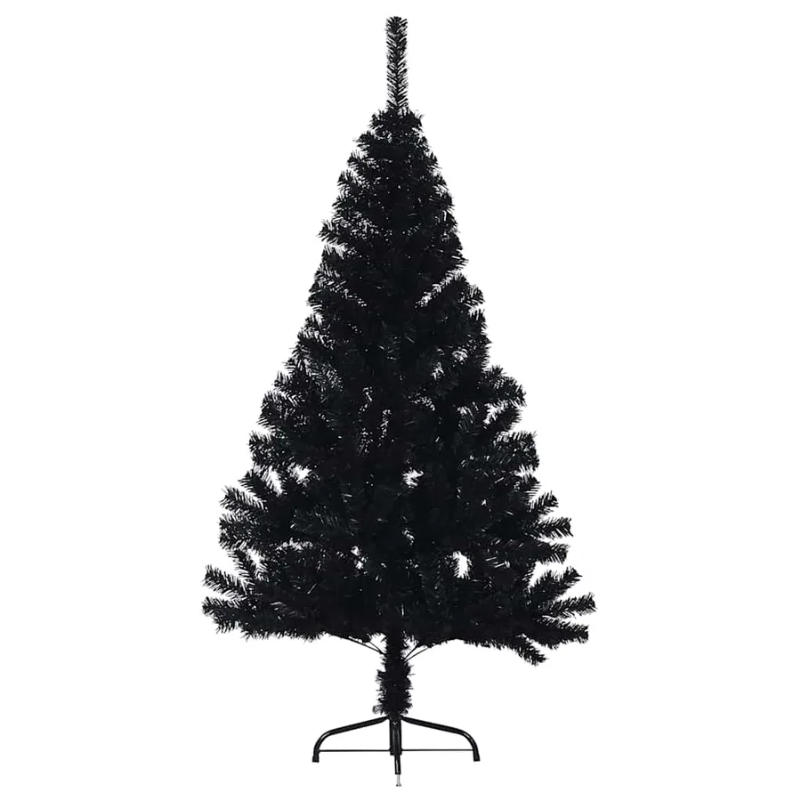 Demi sapin de Noël artificiel avec support Noir 150 cm PVC - 6