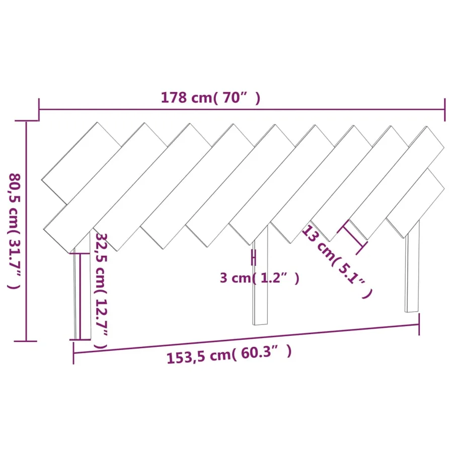 Tête de lit 178x3x80,5 cm Bois massif de pin - 6