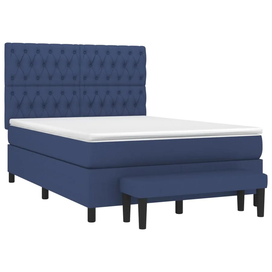 Sommier à lattes de lit avec matelas Bleu 140x200 cm Tissu - 3