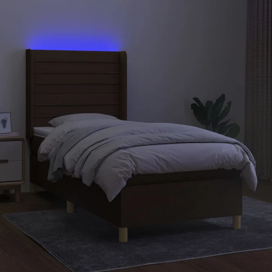 Sommier à lattes de lit matelas et LED Marron foncé 100x200cm - 3