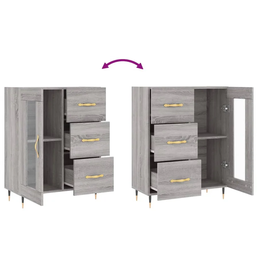 Buffet sonoma gris 69,5x34x90 cm bois d'ingénierie - 9