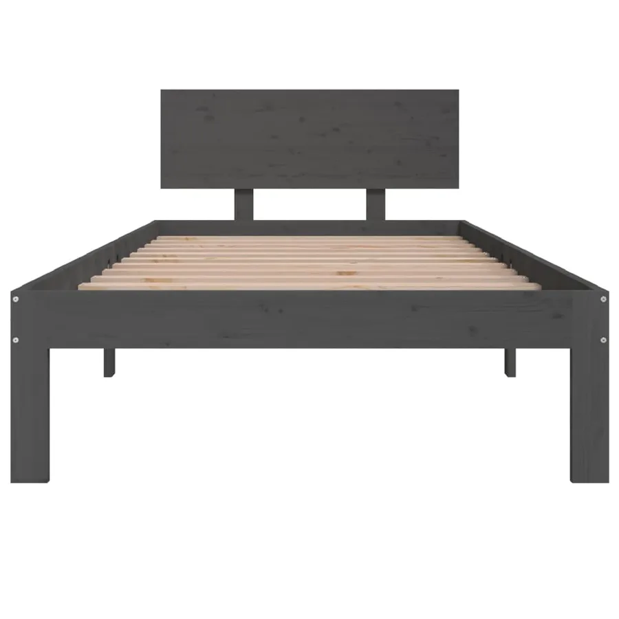 Cadre de lit sans matelas gris bois de pin massif 90x200 cm - 4