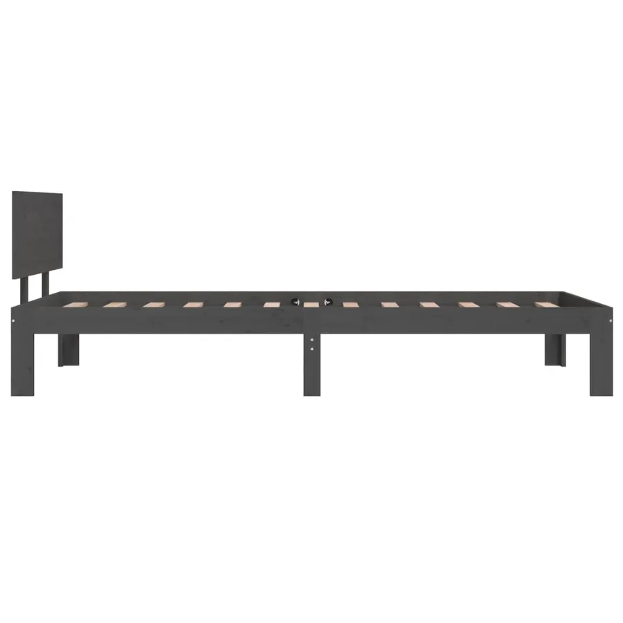 Cadre de lit sans matelas gris bois de pin massif 90x200 cm - 5