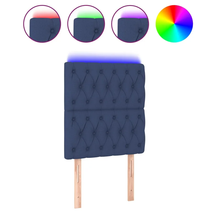 Tête de lit à LED Bleu 80x7x118/128 cm Tissu - 2