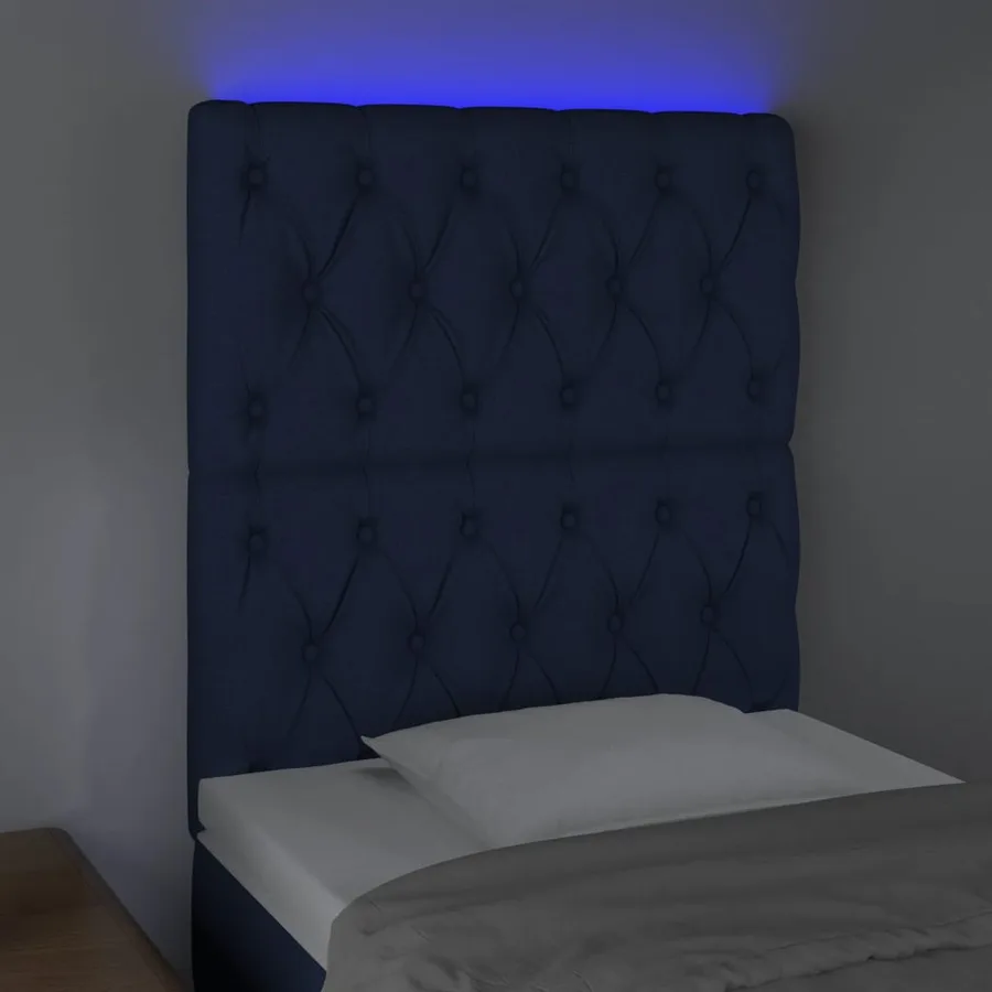 Tête de lit à LED Bleu 80x7x118/128 cm Tissu - 3