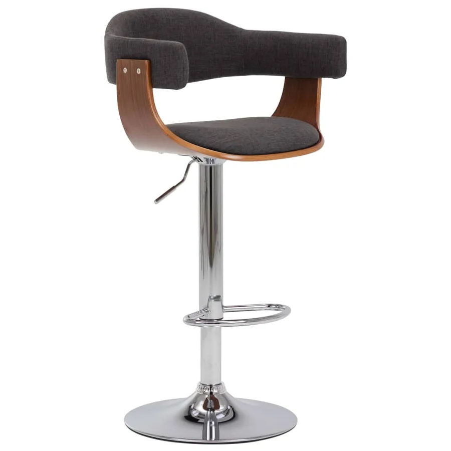 Tabourets de bar lot de 2 gris bois courbé et tissu - 2