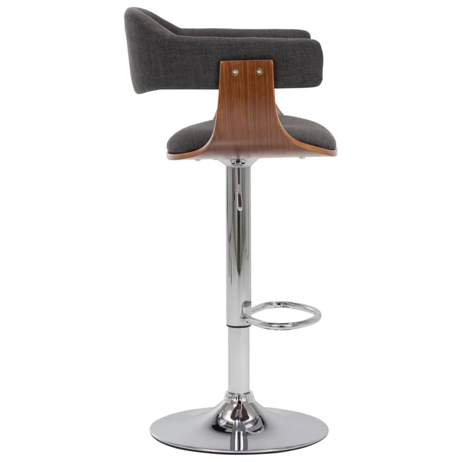 Tabourets de bar lot de 2 gris bois courbé et tissu - 4
