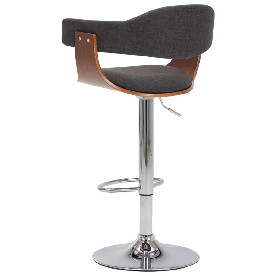 Tabourets de bar lot de 2 gris bois courbé et tissu - 5