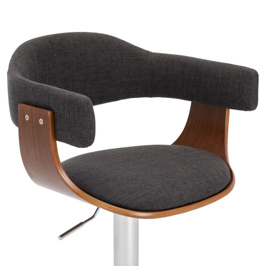 Tabourets de bar lot de 2 gris bois courbé et tissu - 6