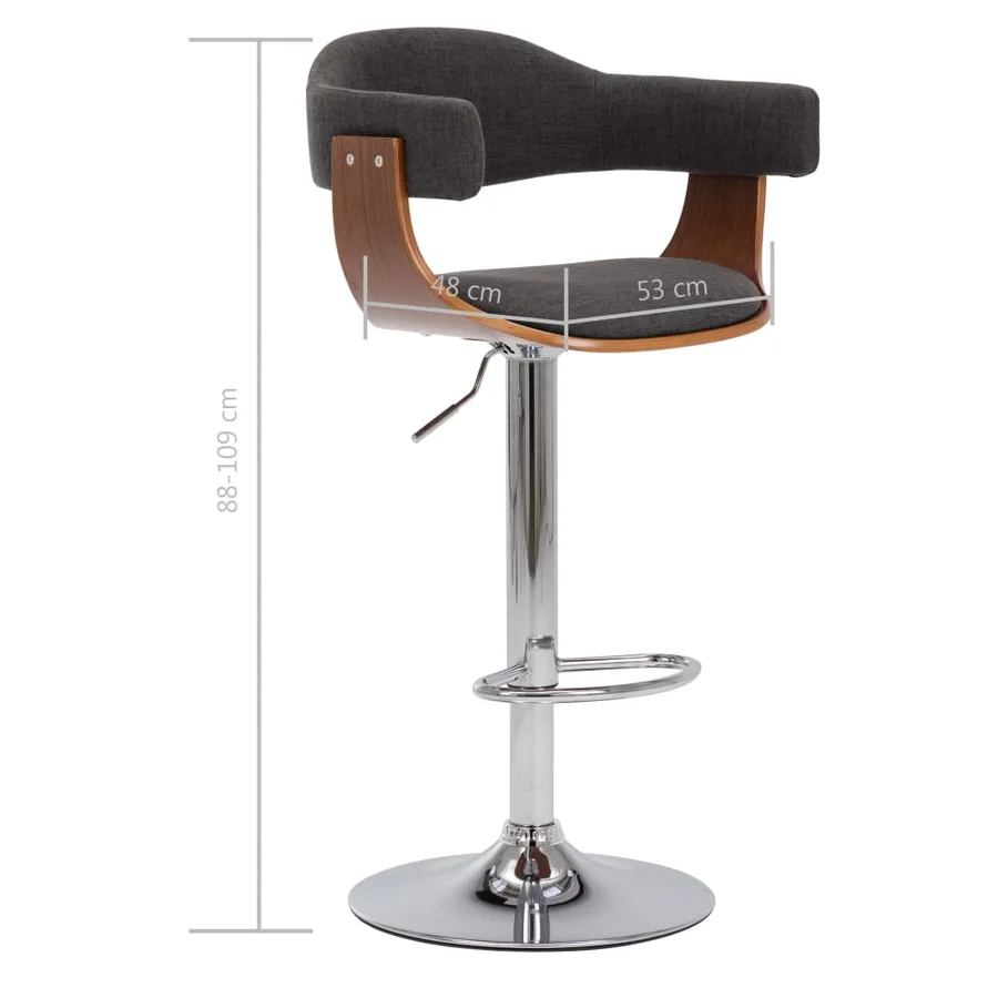 Tabourets de bar lot de 2 gris bois courbé et tissu - 9
