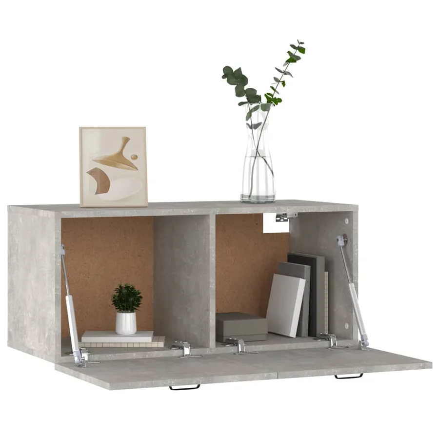 Armoire murale gris béton 80x36,5x35 cm bois d'ingénierie - 4
