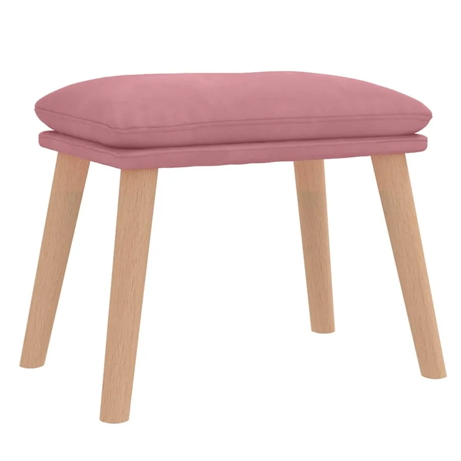 Chaise de relaxation avec tabouret Rose Velours - 4